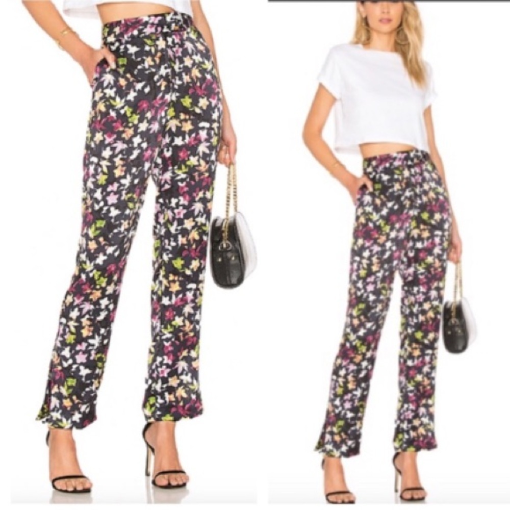 Equipment Femme Florence Trousers Pants Slacks Floral 100% Silk Size Medium NWT